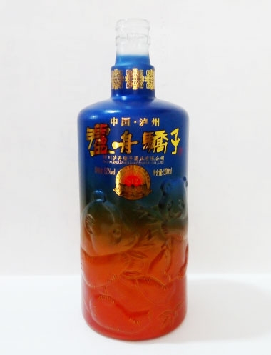 朔州瀘州嬌子噴釉烤花玻璃酒瓶